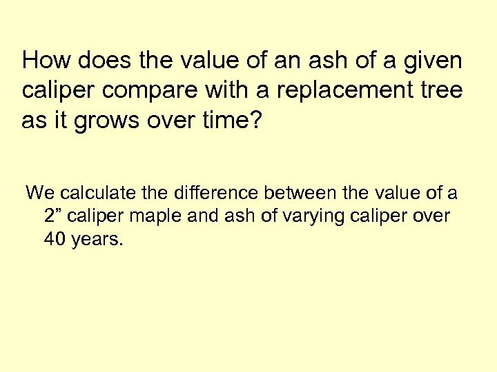 How does the value of an ash of a given caliper compare with a