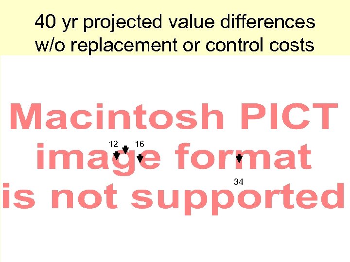 40 yr projected value differences w/o replacement or control costs 12 16 34 