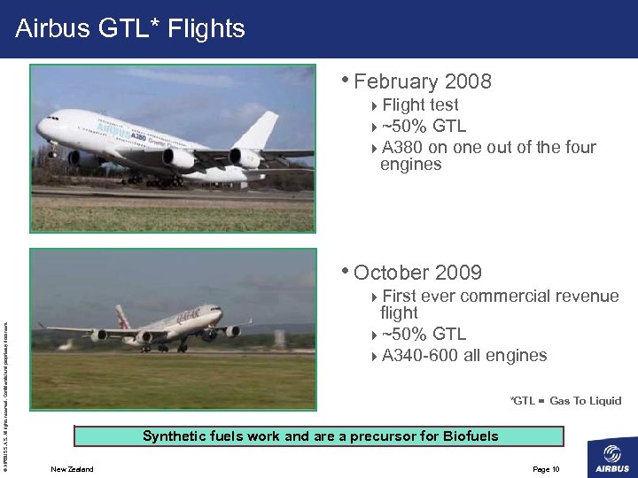 Airbus GTL* Flights • February 2008 4 Flight test 4~50% GTL 4 A 380