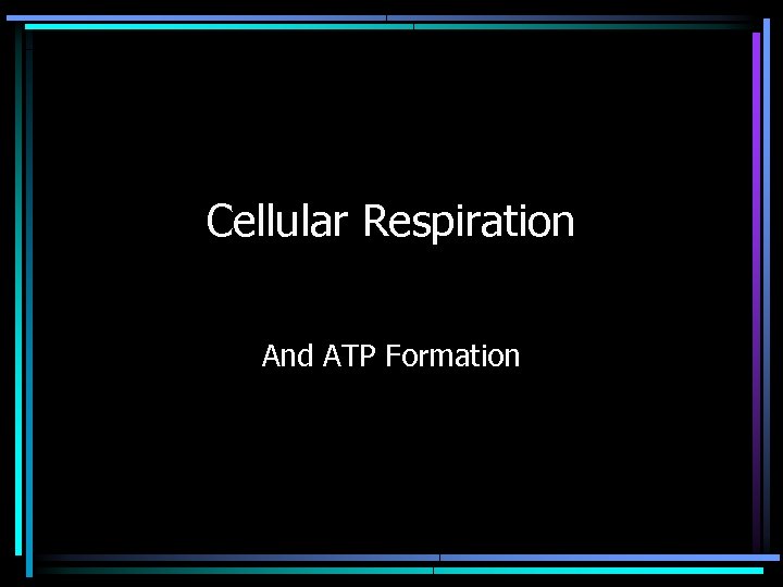 Cellular Respiration And ATP Formation 