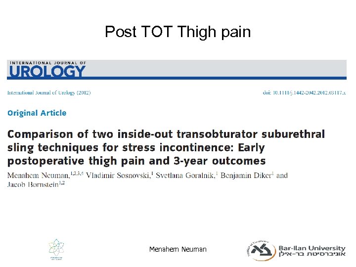 Post TOT Thigh pain Menahem Neuman 