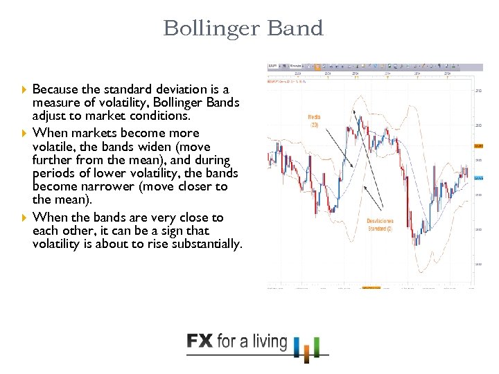 9 Bollinger Band Because the standard deviation is a measure of volatility, Bollinger Bands