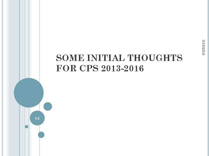 14 3/15/2018 SOME INITIAL THOUGHTS FOR CPS 2013 -2016 