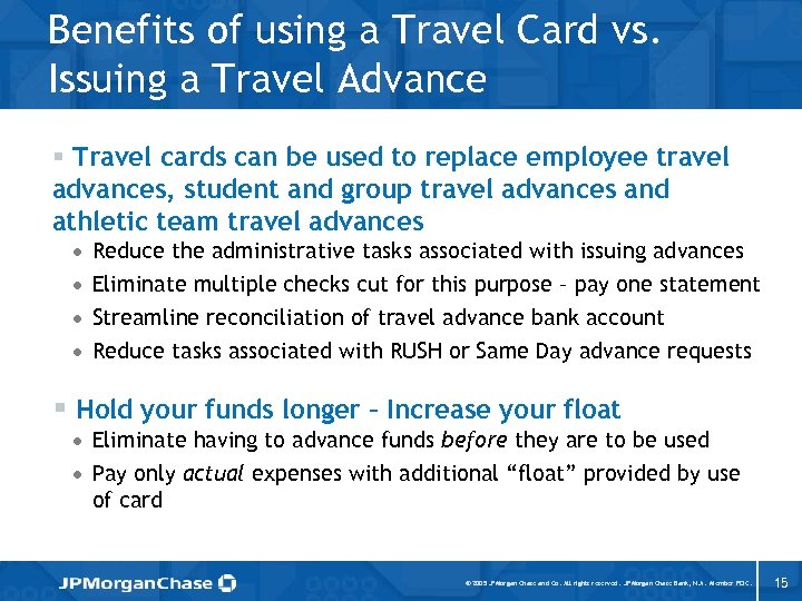 Benefits of using a Travel Card vs. Issuing a Travel Advance § Travel cards