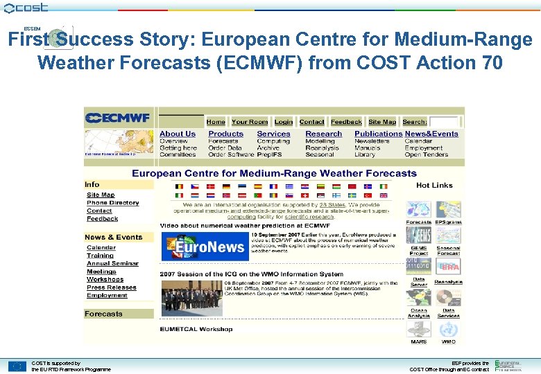 ESSEM First Success Story: European Centre for Medium-Range Weather Forecasts (ECMWF) from COST Action