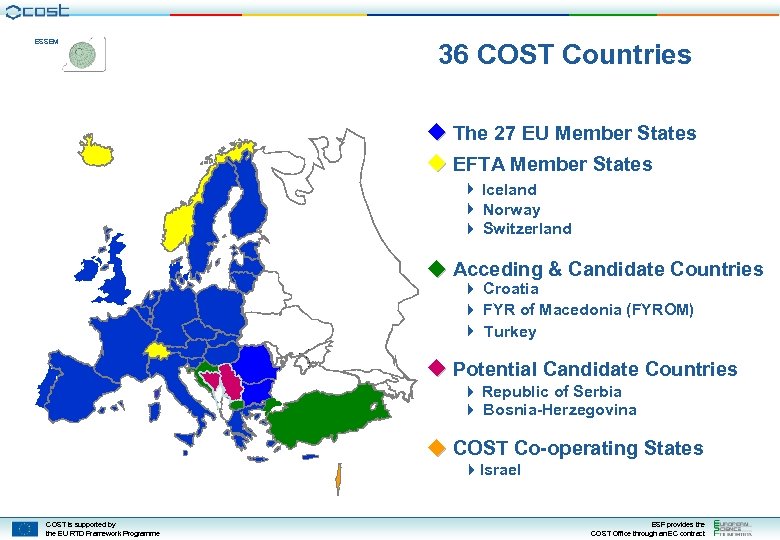 ESSEM 36 COST Countries The 27 EU Member States EFTA Member States Iceland Norway