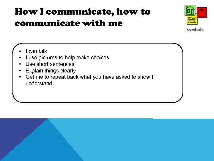 How I communicate, how to communicate with me • • • I can talk