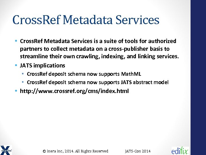 Cross. Ref Metadata Services • Cross. Ref Metadata Services is a suite of tools