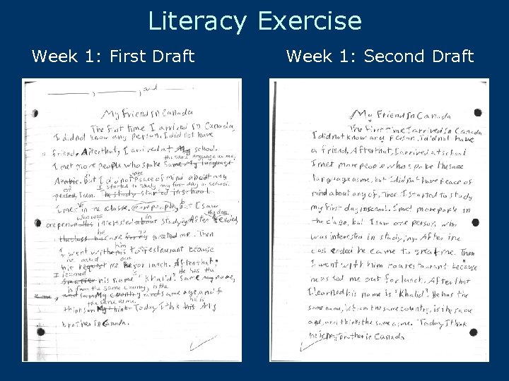 Literacy Exercise Week 1: First Draft Week 1: Second Draft 