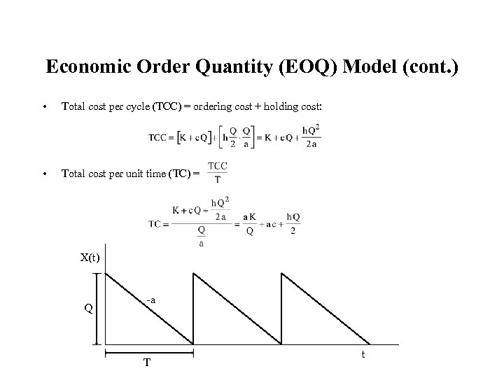 Economic Order Quantity (EOQ) Model (cont. ) • Total cost per cycle (TCC) =