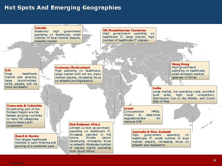 Hot Spots And Emerging Geographies Canada Relatively high government spending on healthcare, small number