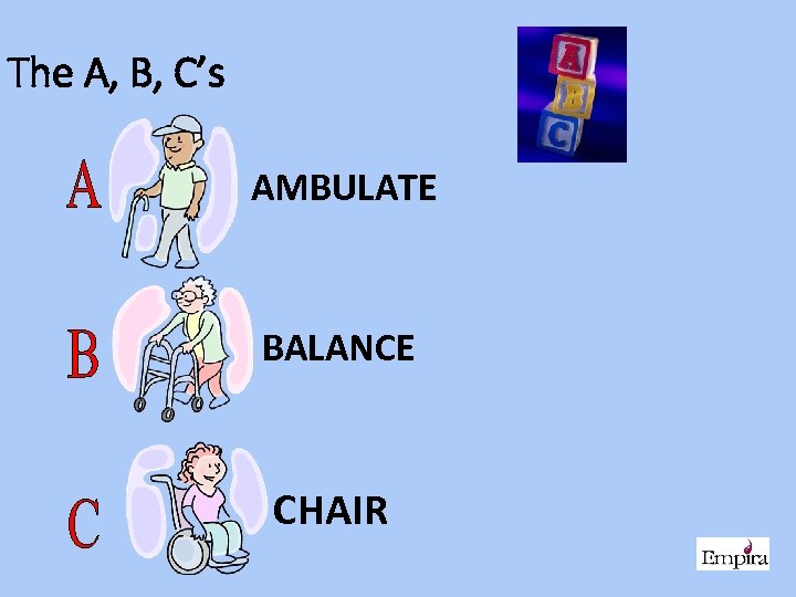 The A, B, C’s AMBULATE BALANCE CHAIR 