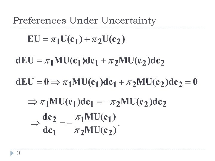 Preferences Under Uncertainty 31 