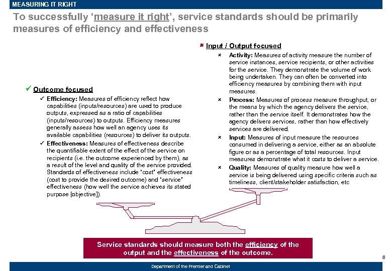 MEASURING IT RIGHT To successfully ‘measure it right’, service standards should be primarily measures