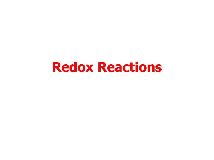 Redox Reactions 