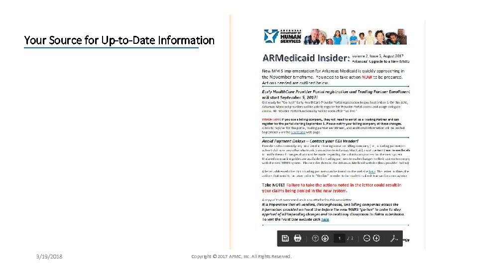 Your Source for Up-to-Date Information 3/19/2018 Copyright © 2017 AFMC, Inc. All Rights Reserved.