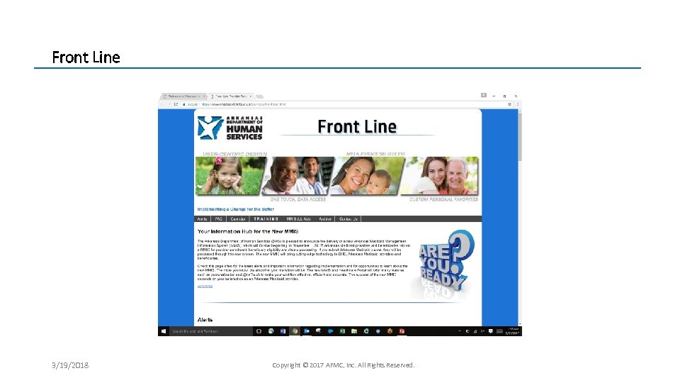 Front Line 3/19/2018 Copyright © 2017 AFMC, Inc. All Rights Reserved. 