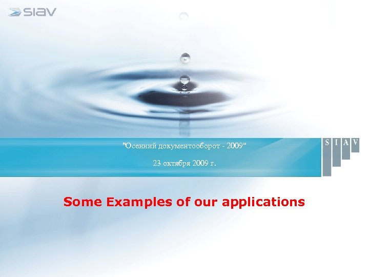 "Осенний документооборот - 2009“ 23 октября 2009 г. Some Examples of our applications 