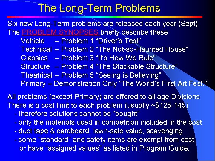 T h e L o n g T e r m The Long-Term Problems