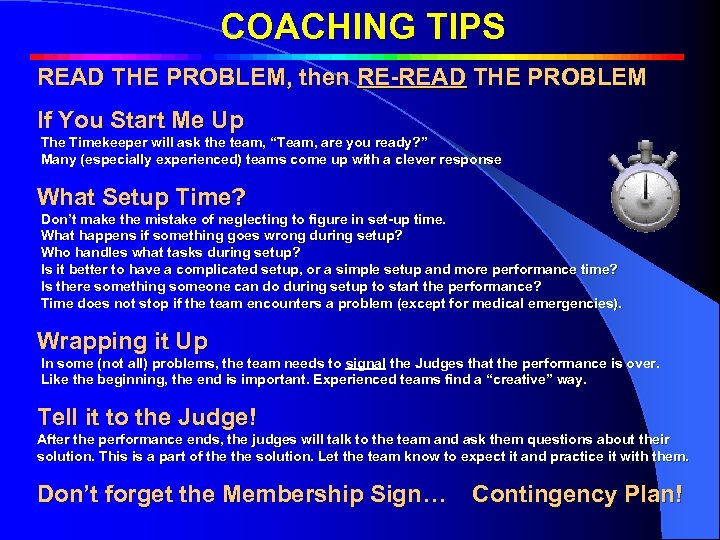 C o a c h i n g COACHING TIPS T i p s