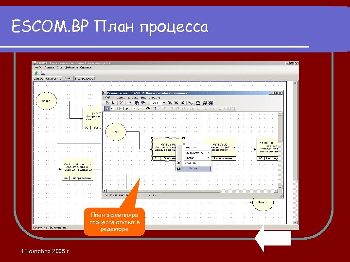 ESCOM. BP План процесса План экземпляра процесса открыт в редакторе 12 октября 2005 г