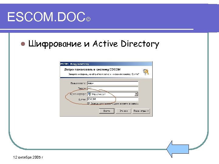 ESCOM. DOC l Шифрование и Active Directory 12 октября 2005 г 