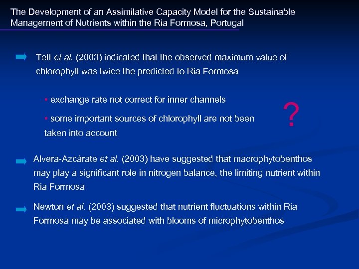 The Development of an Assimilative Capacity Model for the Sustainable Management of Nutrients within