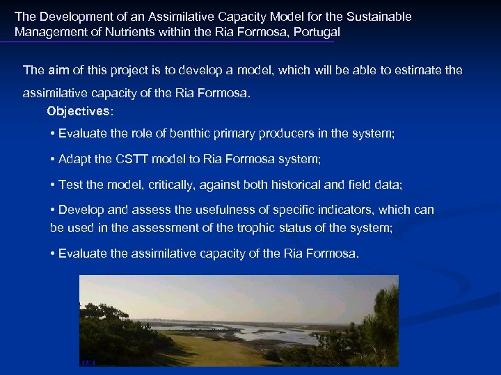 The Development of an Assimilative Capacity Model for the Sustainable Management of Nutrients within