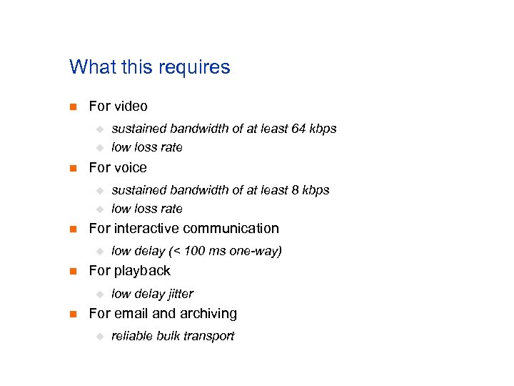 What this requires n For video u u n For voice u u n