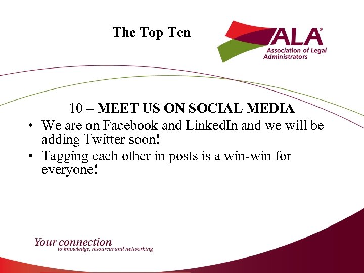 The Top Ten 10 – MEET US ON SOCIAL MEDIA • We are on