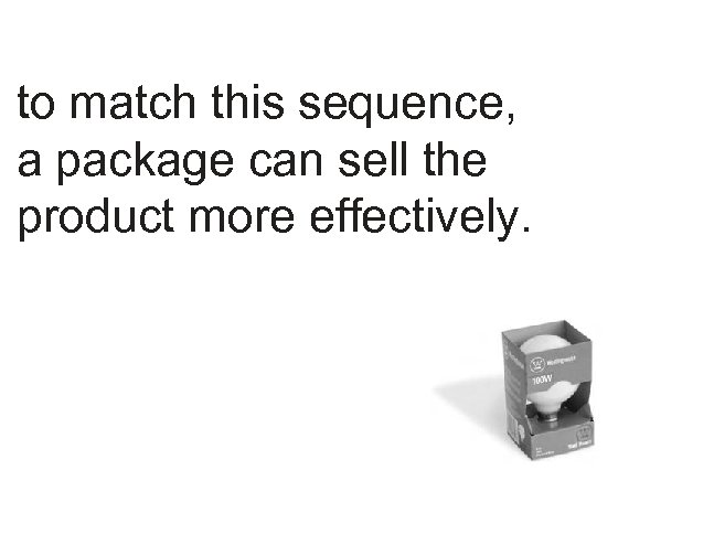 to match this sequence, a package can sell the product more effectively. 