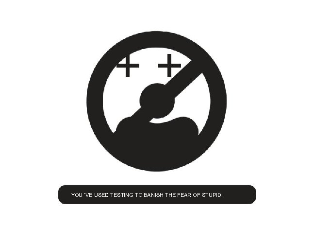 ++ YOU ’VE USED TESTING TO BANISH THE FEAR OF STUPID. 