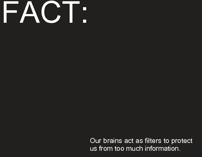 FACT: Our brains act as filters to protect us from too much information. 