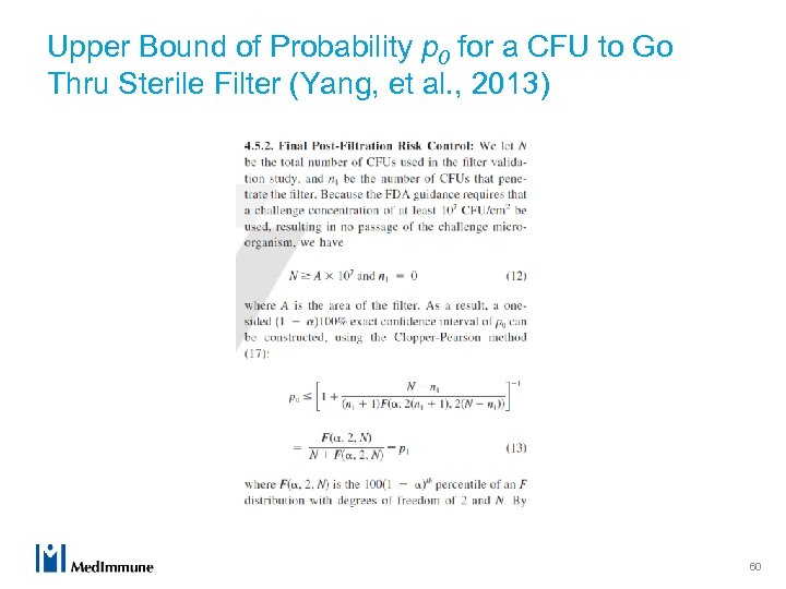 Upper Bound of Probability p 0 for a CFU to Go Thru Sterile Filter