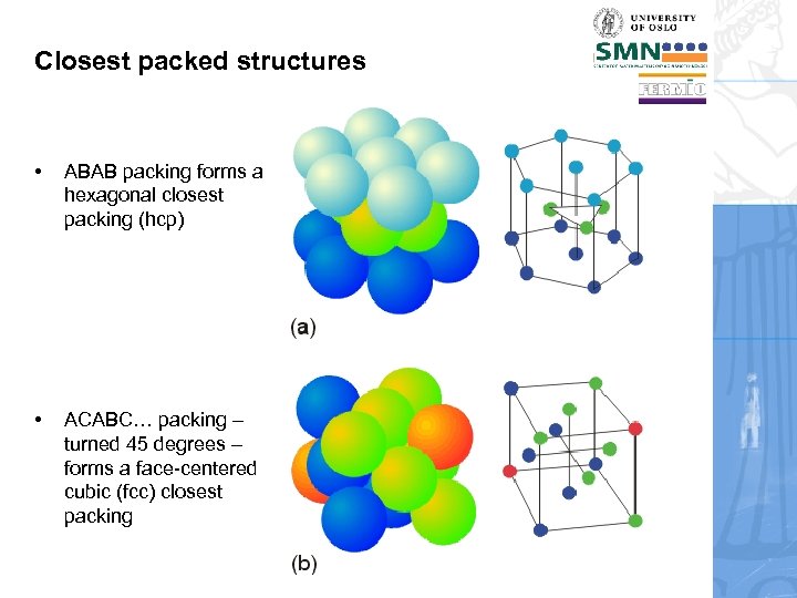 Closest packed structures • ABAB packing forms a hexagonal closest packing (hcp) • ACABC…