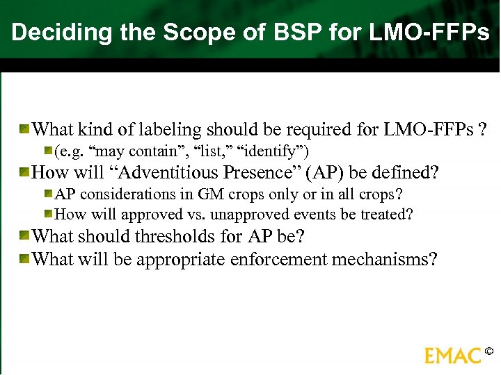 Deciding the Scope of BSP for LMO-FFPs What kind of labeling should be required