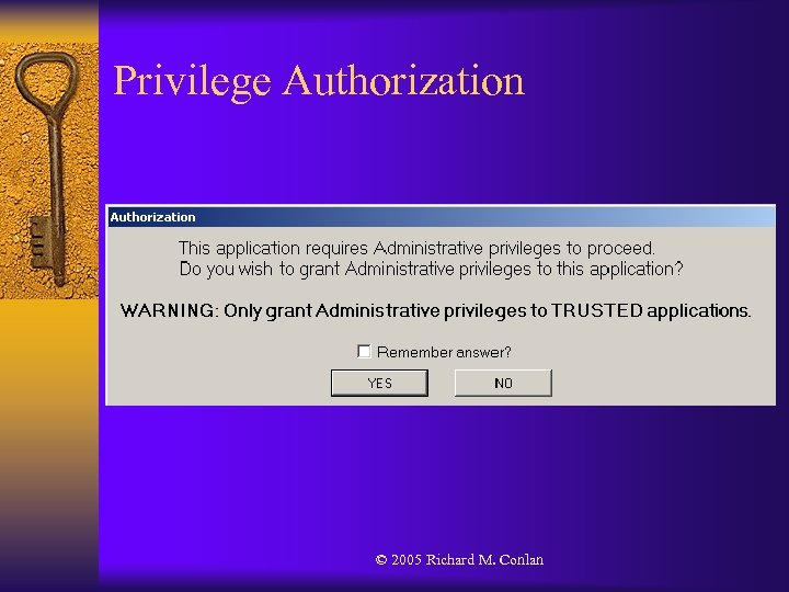 Privilege Authorization © 2005 Richard M. Conlan 