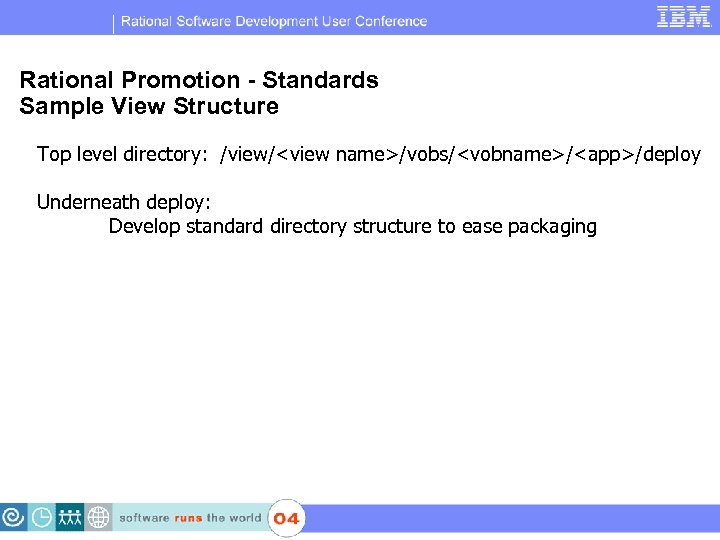 IBM Software Group | Rational software Rational Promotion - Standards Sample View Structure Top