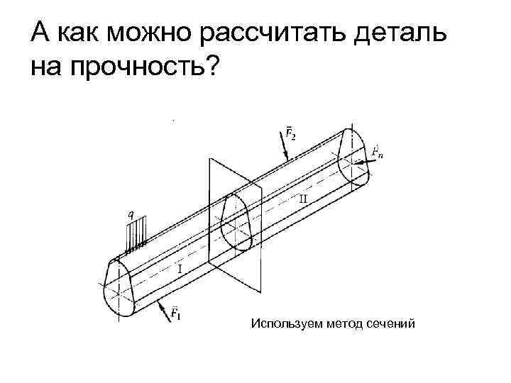 А как можно рассчитать деталь на прочность? Используем метод сечений 