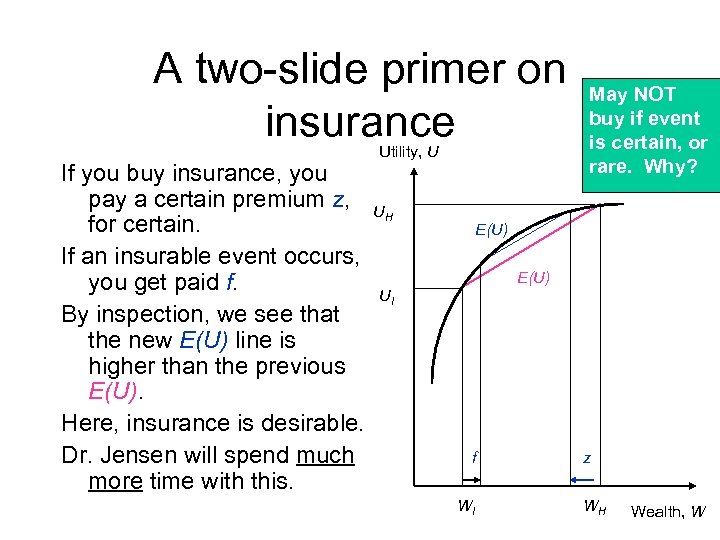 A two-slide primer on insurance If you buy insurance, you pay a certain premium