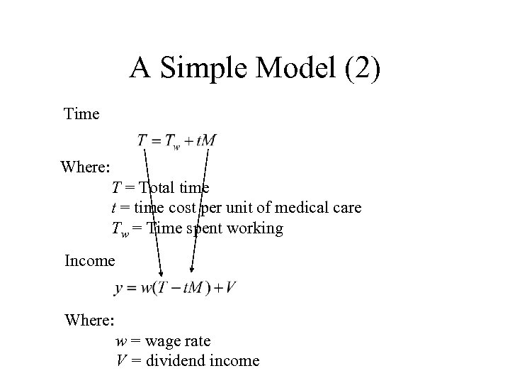 A Simple Model (2) Time Where: T = Total time t = time cost