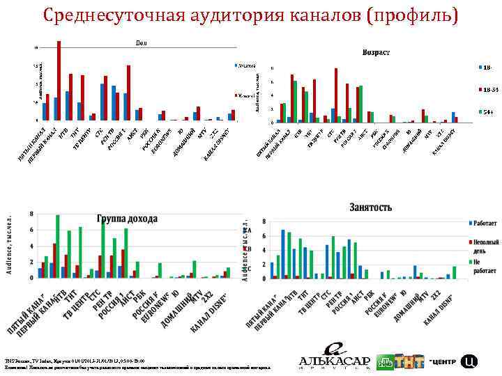 Среднесуточная аудитория каналов (профиль) TNS Россия, TV Index, Иркутск 01/01/2013 -31/01/2013, 05: 00 -29: