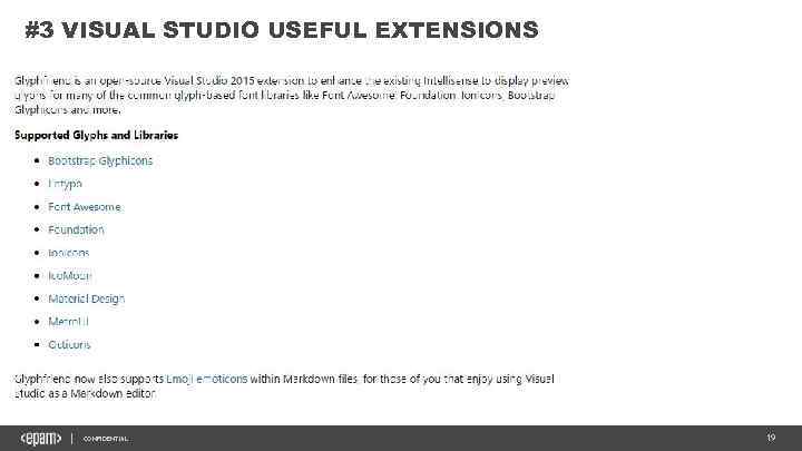 #3 VISUAL STUDIO USEFUL EXTENSIONS CONFIDENTIAL 19 