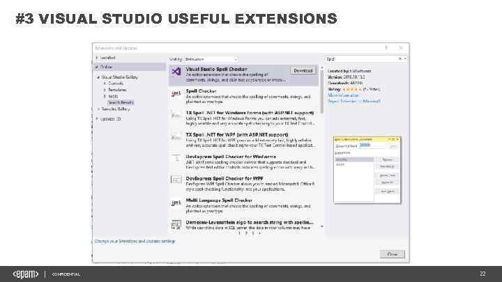 #3 VISUAL STUDIO USEFUL EXTENSIONS CONFIDENTIAL 22 