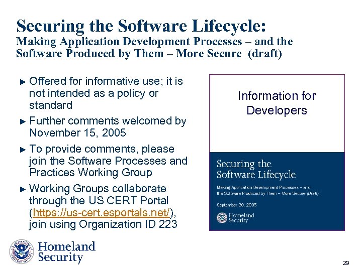 Securing the Software Lifecycle: Making Application Development Processes – and the Software Produced by