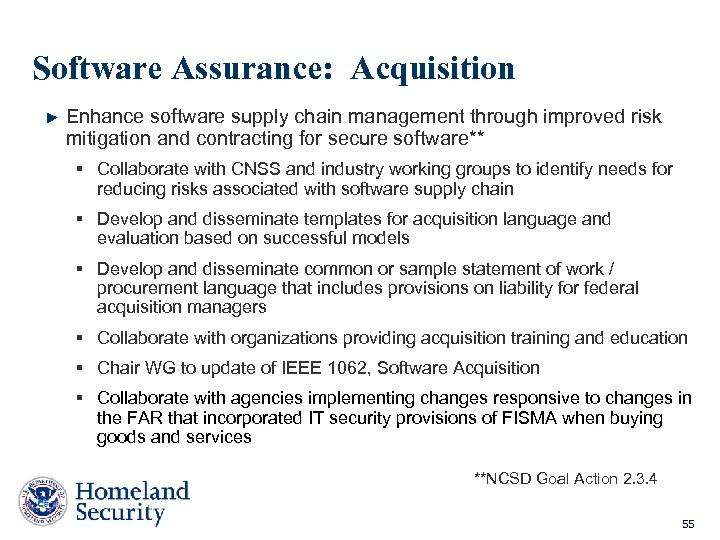 Software Assurance: Acquisition Enhance software supply chain management through improved risk mitigation and contracting