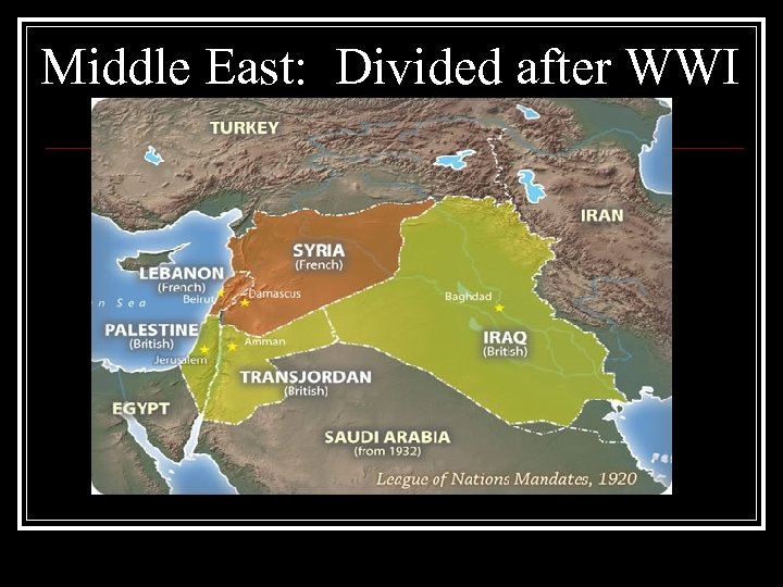 Middle East: Divided after WWI 