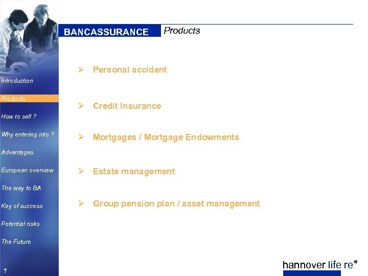 BANCASSURANCE Ø Products Personal accident Introduction Products Ø Credit Insurance How to sell ?