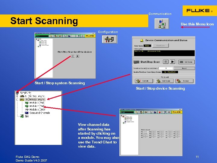 Communication Start Scanning Use this Menu Icon Configuration Start / Stop system Scanning Start