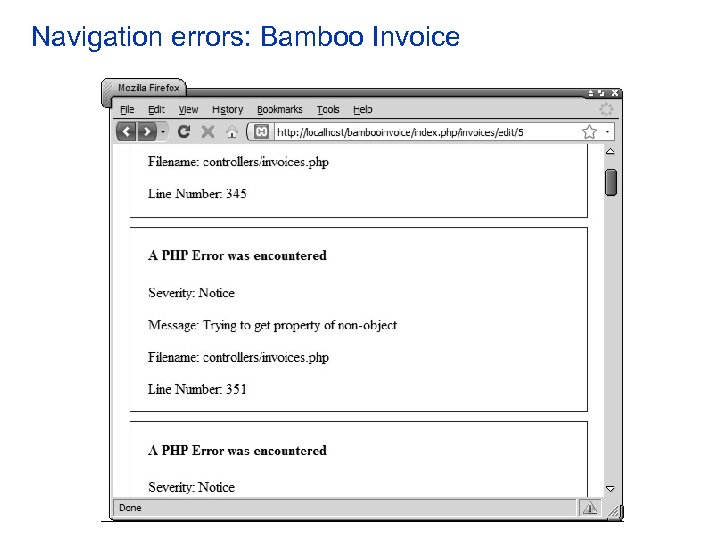 Navigation errors: Bamboo Invoice 
